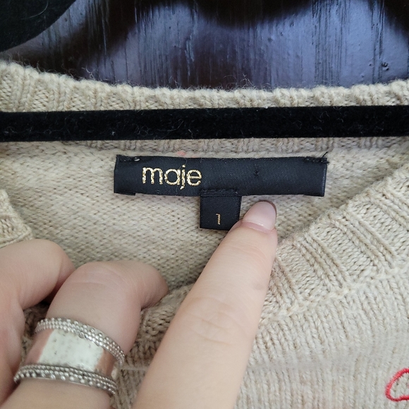 Maje | embroidered knit sweater 100% wool st andre des arts - Picture 6 of 8